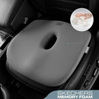 Skechers Seat Cushion Memory Foam,Donut Pillow Office Chair Cushion for Tailbone Pain Relief,Butt Pillow for Office Chair,Car seat Cushion,Long Sitting Office Workers,and Car Drivers,Grey