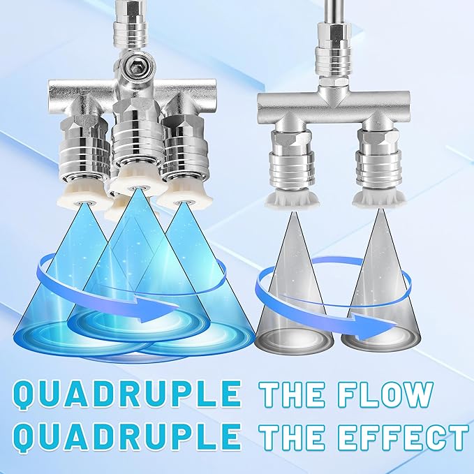Quadruple Pressure Washer Tips, 4 in 1 Power Washer Nozzle, 4 Nozzle for Pressure Washing with 16PCS Power Washer Spray Nozzles (0, 15, 25, 40 Degree), 1/4 Inch Quick Connect, 5000 PSI