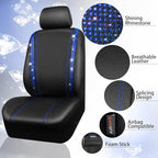 CAR PASS Leather Diamond Bling Car Seat Covers 2 Front Interior Sets, Waterproof Universal Shining Glitter Crystal Sparkle Fit for 95% Automotive Truck SUV Cute Women Girl, Black Blue Rhinestone