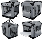 EliteField 3-Door Folding Soft Dog Crate with Carrying Bag and Fleece Bed (2 Year Warranty), Indoor & Outdoor Pet Home (20" L x 14" W x 14" H, Light Gray)