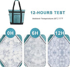 BeeGreen Cooler Bag Soft Insulated Tote for Beach Travel Grocery Shopping Lunch Portable Large Ice Coolers with Handle Hard Freezer Bags with Zippered Top Foldable Leakproof Delivery Totes Teal