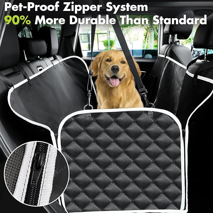 Meolsaek Car Seat Cover for Dogs, Non-Slip Dog Hammock for Car Back Seat, with Mesh Window Scratch Proof Nonslip Back Seat Protector for Trucks SUVs Most Cars (Black with Mesh)