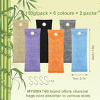 Charcoal Air Purifying Bags 12 Pack×100g Bamboo Charcoal Bags Odor Absorber, for Car Air Fresheners, Odor Eliminator for Home，Shoe Deodorizer - Colorful-Activated Charcoal Odor Absorbers