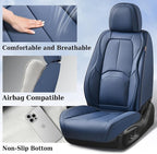 Coverado Car Seat Covers Full Set, Blue Car Seat Cover, Nappa Leather Seat Covers for Cars, Waterproof Car Seat Protector with Lumbar Support, Automotive Seat Covers Universal Fit for Most Cars (Blue)