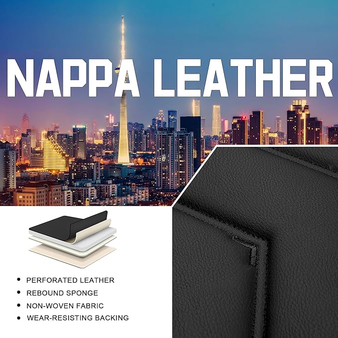 CTDS Car Seat Covers for Chevy Malibu 2000-2026, Stylish Sport Seat Cover, Premium Nappa Leather Car Seat Cover. Automobile Seat Covers Sets.(Luxury 5 Seats/Pure Black)