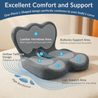 Exclusivo Mezcla Memory Foam Seat Cushion, Ergonomic Tailbone Pain Relief Cushions, Non-Slip Seat Pad for Office Chair and Car Seat, Grey