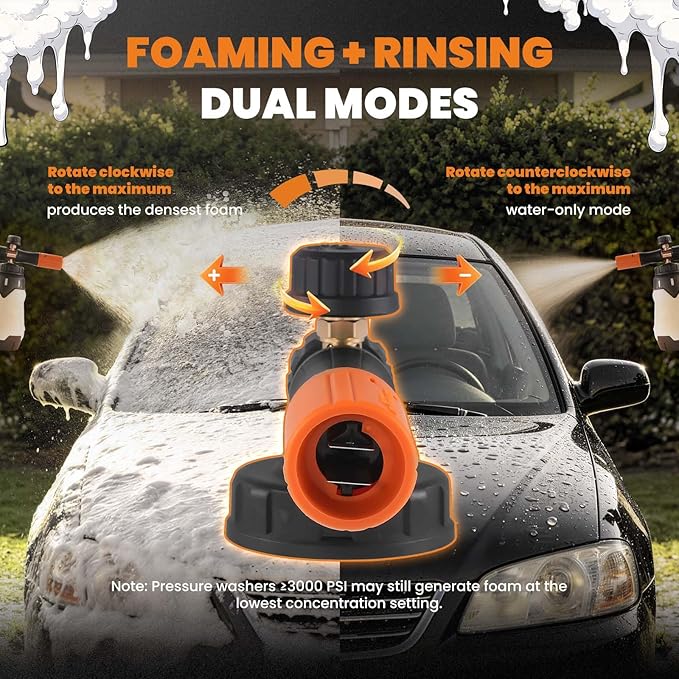 maXpeedingrods Foam Cannon for Pressure Washer, 1300ML Wide Mouth Quick Release Car Wash Foam Gun with Adjustable Soap Cannon & Thick Snow Foam Lance, 1/4'' Quick Connector, with 2 Orifice Nozzle