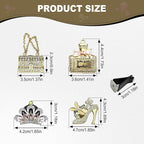 4PCS Bling Air Freshener Vent Clip, Crystal Rhinestone Heels Bag Crown Perfume Bottle Dashboard Air Vent Trim Clips, Cars Accessories Interior Decor (Gold)