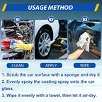 Car Coating Spray, 17.6 oz Quick Effect Coating Agent, Oil Film Emulsion Glass Cleaner, Polish Spray Waterless Wash Wax, Spray Wax Polish for Car Scratches(1PC+Sponge+Cloth)