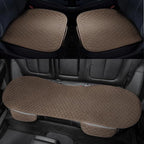 3 PCS Linen Car Seat Covers with Storage Pocket, Back Seat Covers Protectors with Non-Slip, Breathable Bench Seat Covers Universal Fit for SUVs, Cars, Trucks (Brown)