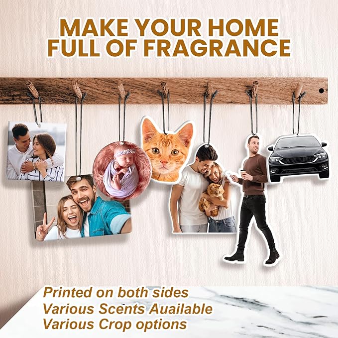 Custom Car Air Freshener with Picture Logo Personalized Bulk Air Fresheners for Car Wardrobe Bathroom Hanging Decoration (10PCS)