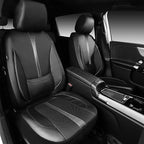 CAR PASS Nappa Leather Seat Covers Front, 3D Foam Support Water Resistant Faux PU Gray Leather Car Seat Covers 2 Pcs, Comfort & Universal Fit for Cars SUV Truck Most Vehicles (Black and Gray)