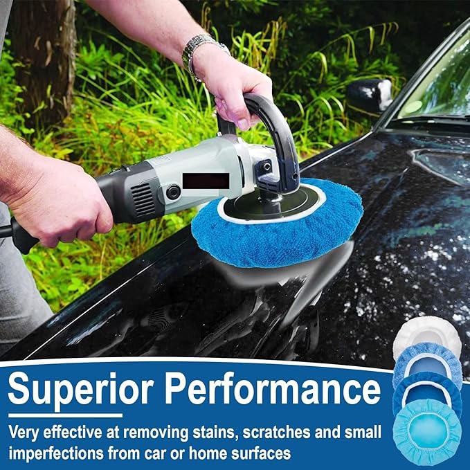 20PCS Car Orbital Buffer Polisher Pad Bonnet Set, 7-8 Inch Polishing Buffing Pads Bonnet Buffing Pad Cover, Microfiber Buffer Pads, Polisher Pads, Car Accessories for Polishing, Waxing and Cleaning