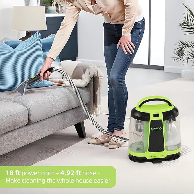 Carpet Cleaner Machine 11Kpa Strong Suction, New 450W Powerful Motor, Portable Upholstery Cleaner with Spot Cleaner, Stain Remover for Pet Accident, Rugs, Carpet and Upholstery Green