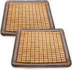 2 Pcs Bamboo Chair Cushions, 16.5" x 16.5" Breathable Seat Mat for Summer, Anti-Slip Comfortable Seat Pad with Mahjong Design, Natural Carbonized Bamboo Butt Cooler for Car Truck Home Office