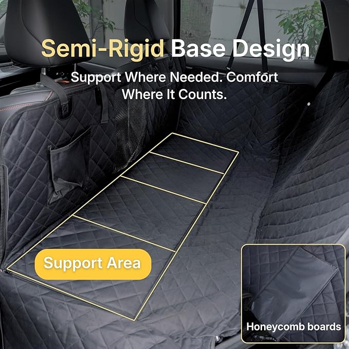 Back Seat Extender for Dogs, Semi-Hard Bottom Car Seat Cover for Dog, Waterproof & Anti-Scratch, Upgraded Support, Easy to Install and Clean, Fits Compact SUVs Only