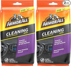 Armor All Car Cleaning Wipes, 60 Count Flat Pack, Powerful Car Wipes for Dashboards, Vinyl, Clear Plastics, Carpet and Fabric (Pack of 2)