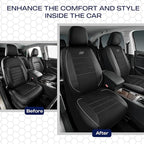 Skechers Air-Cooled Memory Foam Seat Covers,Mesh Thick Car Seat Covers,Piping Leather Car Seat Covers Front Seats,Airbag Compatible,Automotive ComfortUniversal Fit Most Cars,Vans,Truck,SUV,Gray