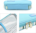 Goldwheat Insulin Cooler Travel Case Diabetic Medication Organizer Medical Cooler Bag with 2 Ice Pack Waterproof and Insulation Liner, Light Blue