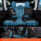 Coverado Wrangler JK Seat Covers 4 Door for Jeep, Waterproof Leather Car Seat Cover for Jeep Wrangler Vehicle Truck Accessories Custom Fit for 2008-2012 Jeep Wrangler Seat Covers Full Coverage(Blue)