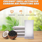 Coconut Shell Charcoal Air Purifying Bags 50g, Removes Odors and Moisture, Nature Fresh Air Purifier Bags, Odor Eliminator for Home, Car, Pets, Bathroom, Basement