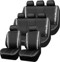 CAR PASS Bling Diamond Car Seat Covers, Shining Rhinestones Waterproof Faux Leather, 8 Seats 3 Rows with Zipper Glitter Crystal Sparkle Strips Universal Fit 95% MPV,SUV,CAR for Women Girl, Silver