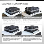 MARCHWAY Waterproof Car Roof Luggage Bag, Weatherproof Soft Shell Rooftop Cargo Carrier Bag for Vehicles with or Without Rack. 6 Door Hooks, Anti Slip Mat, Lock Included (21 Cubic Feet, Black)