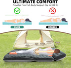 KMZ SUV Air Mattress Double Sided Thickened Flocking Car Bed – Portable Inflatable Mattress Pad for Camping & Travel with 2 Pillows & Electric Pump (Green+Light Gray)