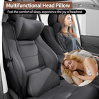 Car Headrest Pillow 100% Memory Foam, Breathable Removable Leather Cover, Premium Seat Support Head Neck Cushion for Driving Travel Home Office, Black, 1 Pack