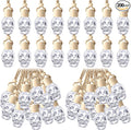 BBTO 200 Pcs Hanging Car Diffuser Bottles Bulk, Empty Clear Glass Air Freshener Bottles with Wooden Cap for Perfume Essential Oils Fragrance Aromatherapy Ornament(Skull)