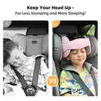 LETTON Car Seat Head Support for Child, Adjustable Toddler Car Seat Head Holder Head Strap, Safe, Breathable Head & Neck Pillow Support Solution– Baby & Kids Travel Accessories, Grayish Pink