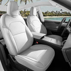 Seat Cover for Tesla Model Y Juniper 2025 2026 Custom Fit Leather Seat Cover Full Set Compatible Airbag Seat Cushion Cover (Model Y Gray-25-26)