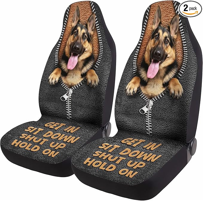 GENANY German Shepherd Car Seat Covers Set of 2, Breathable Front Seat Covers for Truck Sedan SUV, Dogs Themed Car Accessories, Dogs Gift for Women Men
