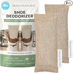 Moso Natural Shoe Deodorizer Inserts, HGTV Editor's Pick, Reusable Charcoal Odor Absorber for Shoes, Gym Bags, Sports Gear. Shoe Odor Elimination Air Purifying Bags (Beige) Two Per Pack