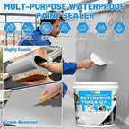 Rubber Liquid Waterproof Sealant, Waterproof Patch Seal Sealer, Cloud Gray Indoor & Outdoor Elasticity Rubber Paint, Multi Surface Foundation Leak Crack Repair-Roof Gutter Basement Water Proof Coating