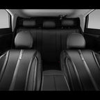 CAR PASS Carbon Fiber Nappa Leather Car Seat Covers Front Only Cushioned Leatherette 2 Piece Padded Waterproof Universal Fit for Cars SUV Truck Pickup Automotive Vehicle Interior, 2PCS Black