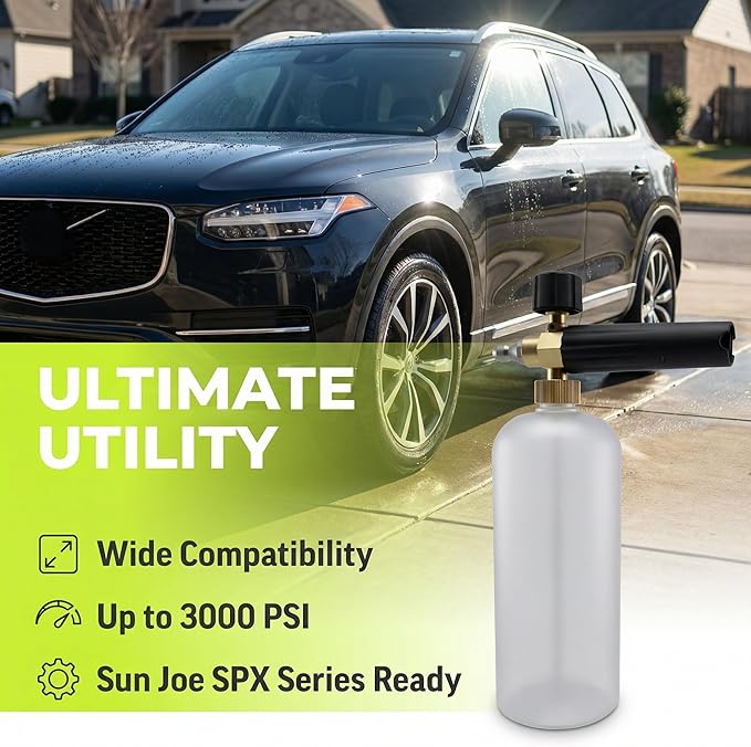Foam Cannon for Sun Joe SPX Series Electric Pressure Washers,Replacement for SPX-FC34-PRO, 34 Oz, Adjustable Spray Nozzle