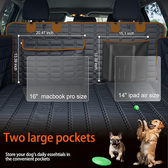 SUV Cargo Liner for Dogs, Waterproof Pet Cargo Cover Dog Seat Cover for SUVs Sedans Vans with Bumper Flap Protector, Scrachproof Non-Slip Large Size Dog Seat Mat Universal Fit (Brown)