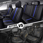 CAR PASS 3D Foam Mesh Black Blue Leather Car Seat Covers Full Set,Breathable Premium Leather Seat Covers for Car,Anti Slip Universal Fit for Trucks Cars Sedans Vans SUVs,Airbag Compatible,Black Blue