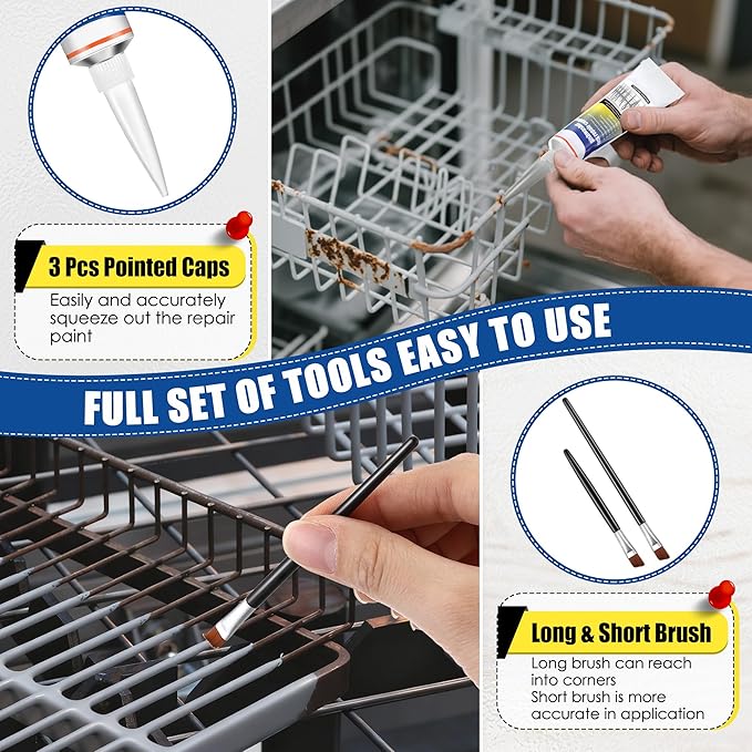 1.7oz Dishwasher Rack Repair Coating, Grey Dishwasher Vinyl Rack Rust Touch Up Paint Kit, Insulation and Waterproof, High and Low Temperature Resistant