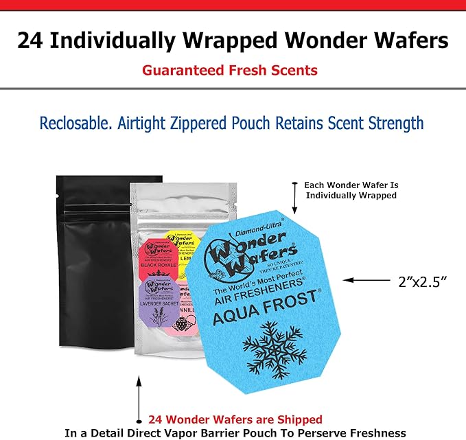 Wonder Wafers Car Air Freshener, Sample Pack, Resealable Vapor Barrier Bag, Includes All 24 Scents (24 Pack)