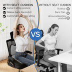 Benazcap Large Memory Foam Seat Cushion Lumbar Support Pillow for Sciatica & Tailbone Pressure Relief Coccyx Pad for Office Chair, Wheelchair, Car, Home, Office, Grey