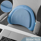 Skechers Lumbar Pillow Premium Memory Foam, Double-Layer-Office Chair Cushion for Tailbone Pain Relief,Butt Pillow for Office Chair,Car seat Cushion,Long Sitting Office Workers,and Car Drivers,Blue