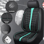 CAR PASS 3D Air Mesh Seat Covers for Car, Leather Car Seat Cover Front Seats, Breathable Foam Premium Leather Mesh Front Seat Covers Universal Fit for Cars Sedans Trucks Vans SUVs, Black Mint