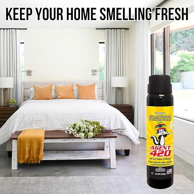 Agent 420 Odor Eliminator Aerosol Spray, Pineapple, 3.5 oz — Tea Tree Oil Breaks Down Smoke at the Molecular Level