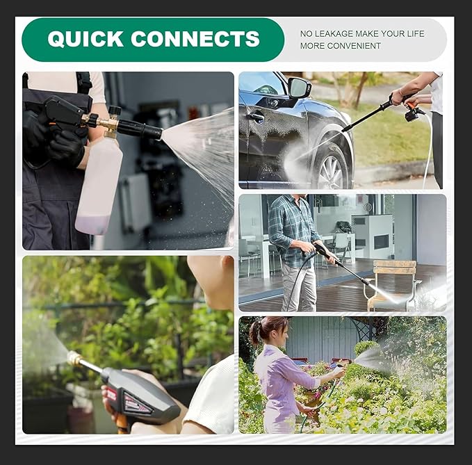 2025 upgraded version，Pressure Washer Quick Connect Kit, Stainless Steel Pressure Washer Adapter Set, M22 Swivel 14mm to 3/8 Inch Quick Disconnect，3/4 Inch Hose Fittings