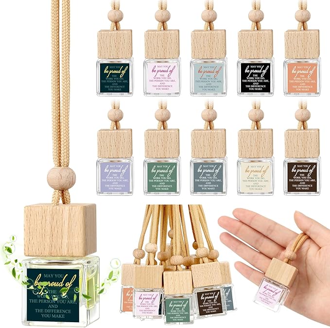 50 Pcs Appreciation Gift for Coworker Empty Hanging Car Air Freshener Diffuser Bulk May You Be Proud of The Work Thank You Glass Bottles Gifts for Staff Team Intern Teacher