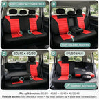 FH Group Automotive Car Seat Covers Rear Set Premium 3D Air Mesh Seat Covers, Airbag Compatible and Split Bench Cover Universal Fit Interior Accessories for Cars Trucks and SUVs - Red