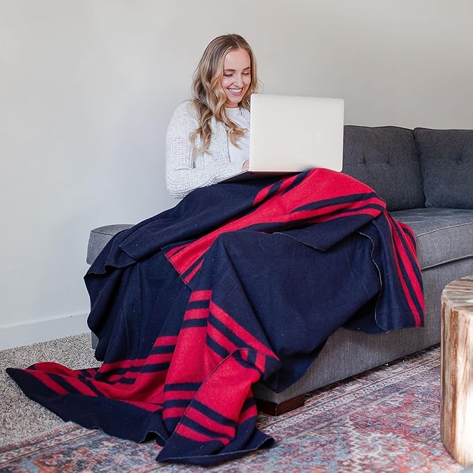 Arcturus Rainier Wool Blanket - Warm, Heavy, Washable, Bed Blanket | Great for Home & Camping (Lava Canyon, Queen)
