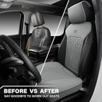CAR PASS Car Seat Protector, 2 Pack Sideless Nappa Leather Seat Covers for Cars, All Season Waterproof Breathable Front Seats Cushion with Storage Pocket Universal Fit Vehicle Car SUV Truck, All Gray